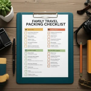 Featured image for 15 Must-Have Travel Checklist Items for Families with Kids 2025
