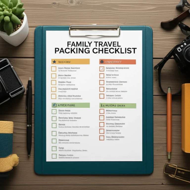 Featured image for 15 Must-Have Travel Checklist Items for Families with Kids 2025