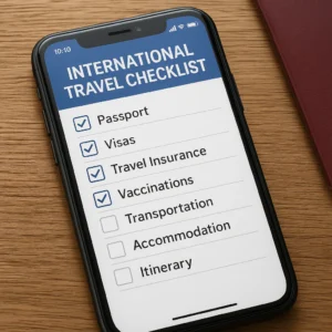 Featured image for 35 Essential Items for International Travel Checklist 2026